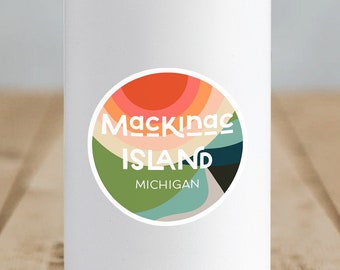 Mackinac Island Sticker, Michigan Sticker, Waterbottle Sticker, Vinyl Sticker, Waterproof Sticker, Mackinac Island Art,Lake Michigan Sticker