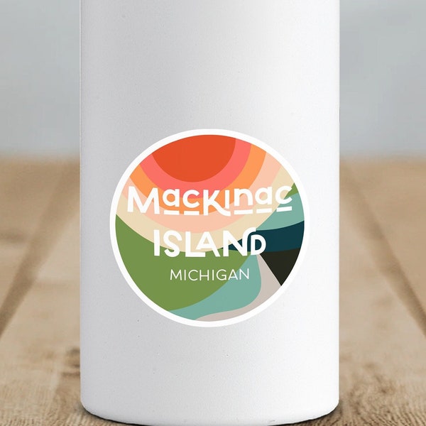 Mackinac Island Sticker, Michigan Sticker, Waterbottle Sticker, Vinyl Sticker, Waterproof Sticker, Mackinac Island Art,Lake Michigan Sticker