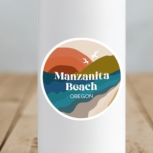 Manzanita Beach Sticker, Oregon Sticker, Waterbottle Sticker, Vinyl Sticker, Waterproof Sticker, Laptop Sticker, Manzanita Art, Oregon Print
