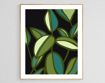 Abstract Leaf Art Print, Floral Art, Leaf Print, Ficus Leaf Print, Minimal Botanical Art, Leaf Design, Minimal Floral Art, Abstract Print