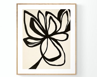 Flower Art Print, Floral Design, Blossom, Minimal Botanical Art Print, Floral Art, Black And White Art, Minimal Floral Art, Abstract Print