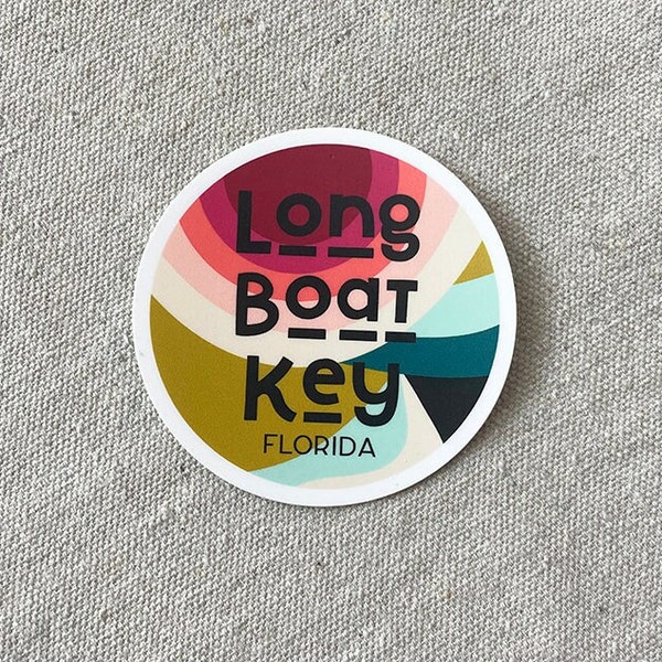 Longboat Key Sticker, Florida Sticker, Water Bottle Sticker, Vinyl Sticker, Waterproof Sticker, Tropical Sticker, Longboat Key Art