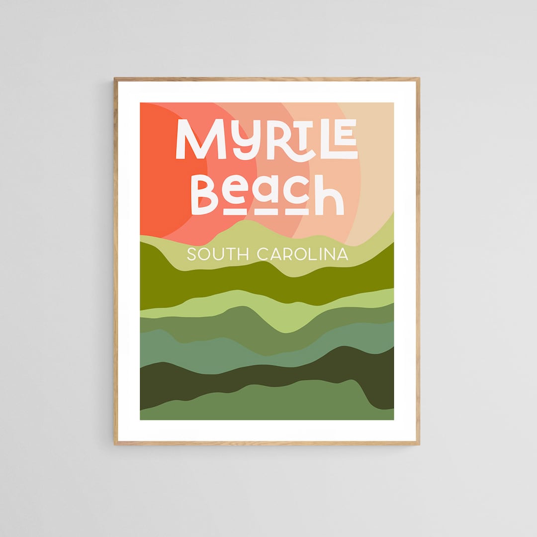 Myrtle Beach Art Print, South Carolina Art, Retro Beach Print, Beach