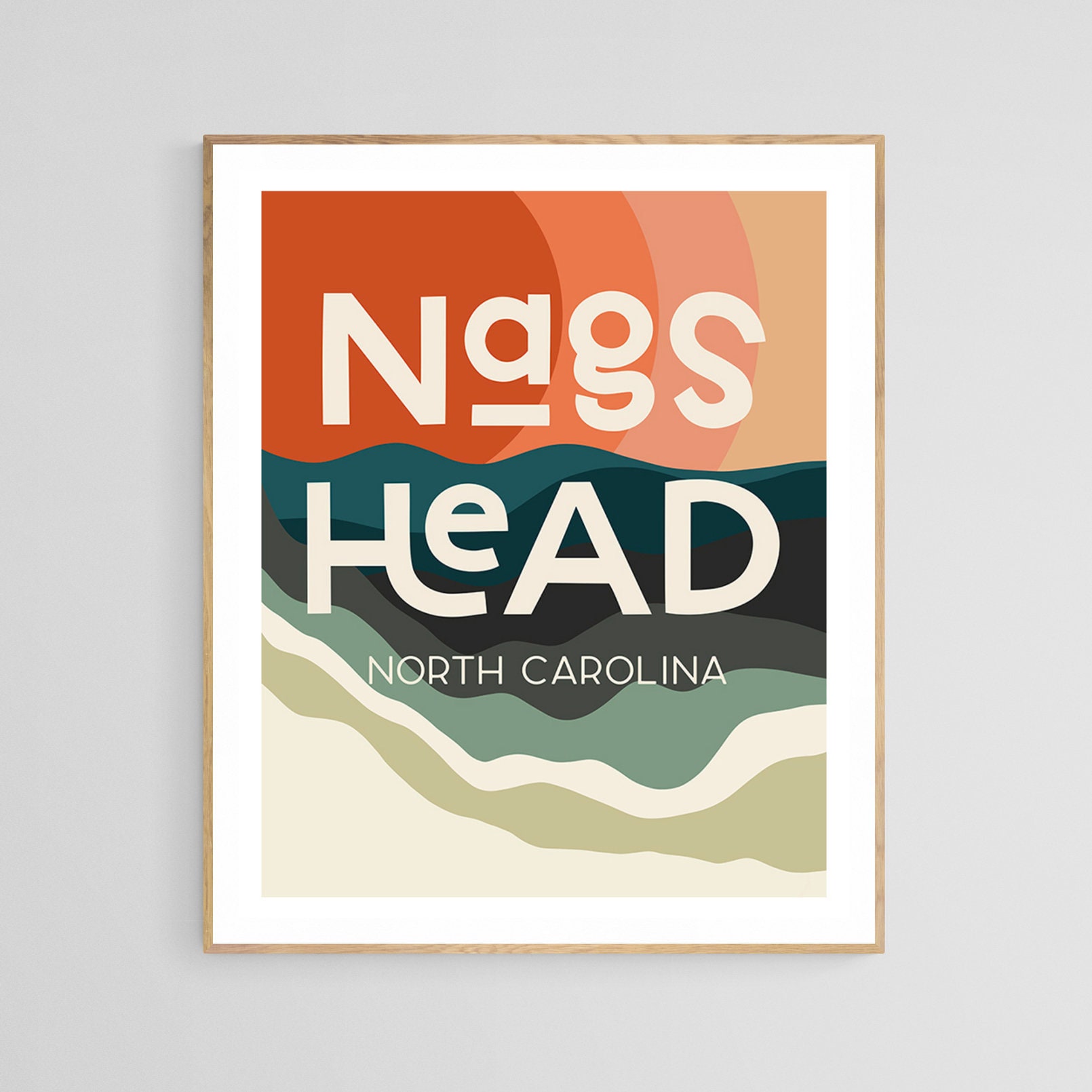 Outer Banks Wall Art Print, Nags Head Print, North Carolina Art, Retro Wall  Art, Beach Art, Coastal Print, Abstract Wave Art Print, Sun Art - Etsy