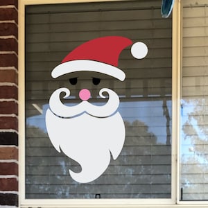 Santa Claus Christmas Wall or Window Removeable Vinyl Decal - Xmas Vinyl Sticker Christmas Holiday Decal