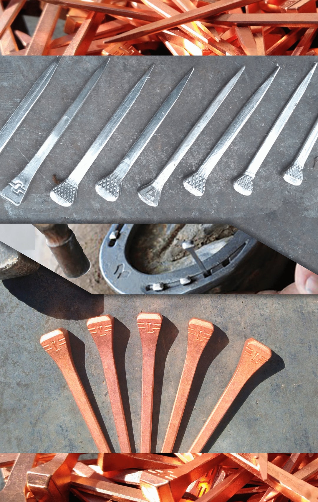 20 NEW Horseshoe Nails Copper Steel Authentic Farrier Horse Hoof Nails