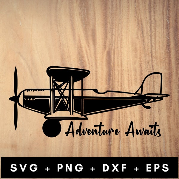Vintage Airplane Adventure Awaits Svg Dxf Eps Png, Airplane Svg, Air Plane Svg, Airplane Clipart, Airplane Png, Adventure Svg, Vintage Plane