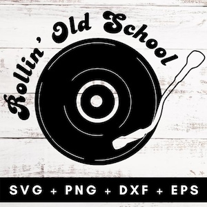 Rollin 'Old SchoolSvg Png - 80er Jahre Vinyl-Plattenspieler-Svg, DJ-Musikliebhaber-Svg Digital Design Sublimation Cricut Cut-Datei