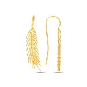 Wheat Earrings, Wheat Tassel Earring, Wheat Stalk Earring, 18k Gold Plated Silver Earrings, Delicate Earrings, Crop Earrings, Farm Earring