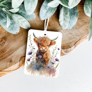 Highland Cow Reusable Felt Car Air Freshener - Eco-Friendly Freshie, Hanging Scented Car Decor, Aromatherapy Diffuser, Car Accessory