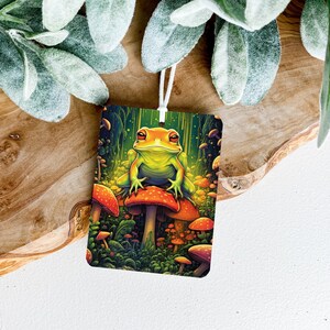 Ambientador reutilizable de fieltro para coche con diseño de rana y seta - Ambientador ecológico, decoración colgante perfumada para coche, difusor de aromaterapia, accesorio para coche