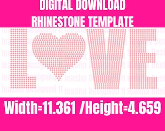 LOVE Rhinestone Template: SS10 SVG File (Digital Download)