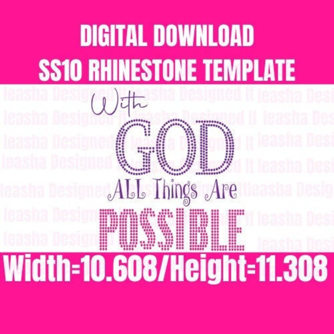Christian Rhinestone Template: With God All Things Are Possible ...