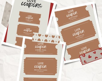 Valentine's Day Love Coupons (Minimalist) - Set of 12