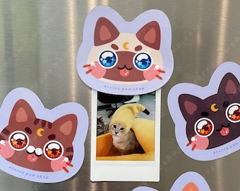 Moon Cat Magnets | 50+ Cat Colors | 3 inch Matte Waterproof Fridge Magnet