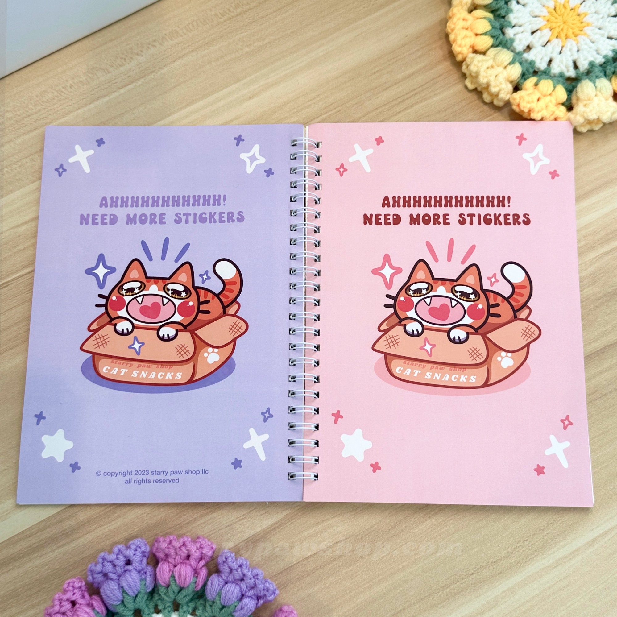 Cat Box Reusable Sticker Book in Black Cat or Orange Tabby Cat | A5 5.8 x 8" 50 sheets / 100 pages sticker paper