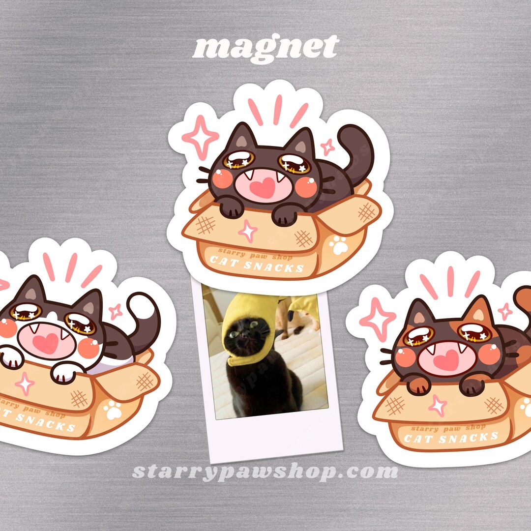 Cute Cat in a Box Magnet | 31 Cat Colors With Heart Meow | Waterproof ...