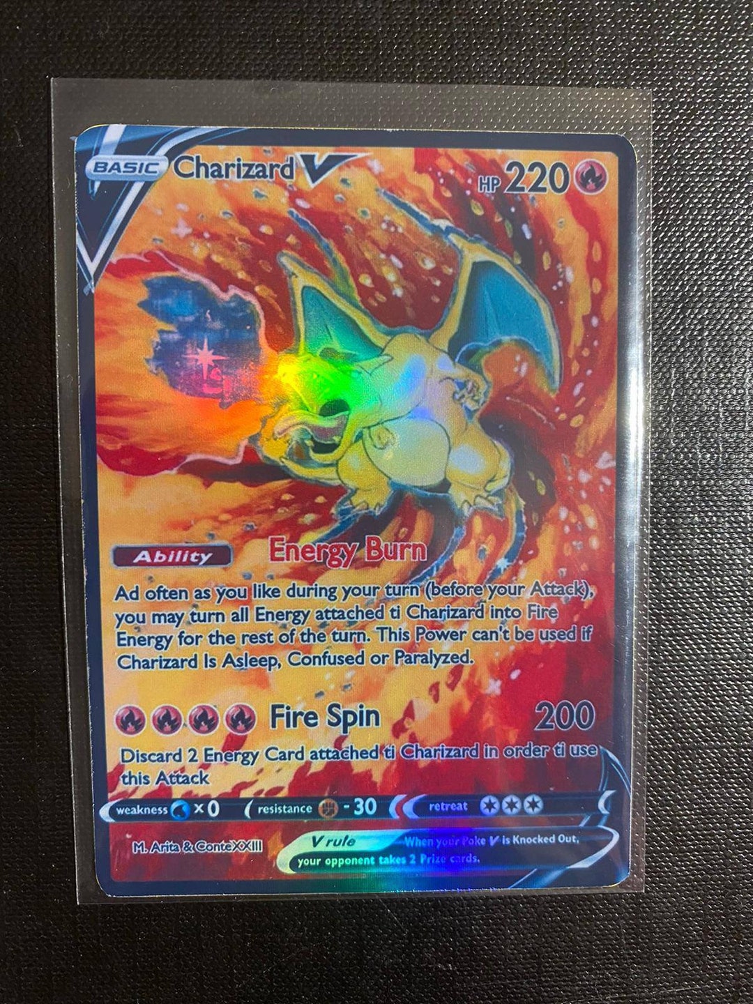 Carte Pokémon / carte de jeux pour enfant / Carte Dracaufeu Vmax Arc-en-ciel