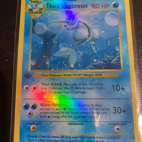 Thicc vaporeon Charizard gx ex vmax v Pokémon card Orica holographic Pikachu Pokemon celestial lights custom made