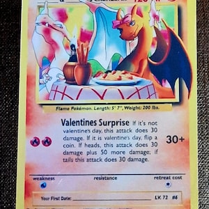 Be my Valentine surprise Charizard gx ex vmax v Pokémon card Orica holographic Pikachu Pokemon celestial lights custom made gift