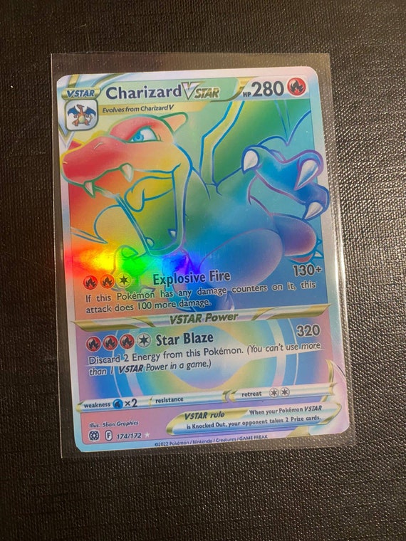 VStar arc-en-ciel Dracaufeu carte pokémon holographique sur mesure