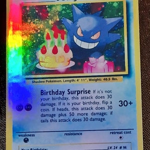 Gengar Feliz aniversário presente Charizard gx ex vmax v cartão Pokémon Orica holográfico Pikachu Pokémon luzes celestiais feito sob medida