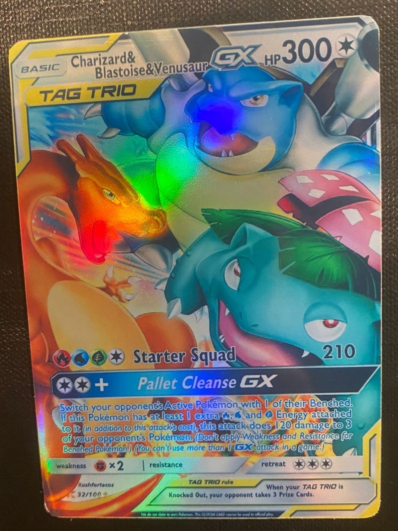 Charizard Venusaur Blastoise Gx Tag Trio Team Ex Vmax V - Etsy
