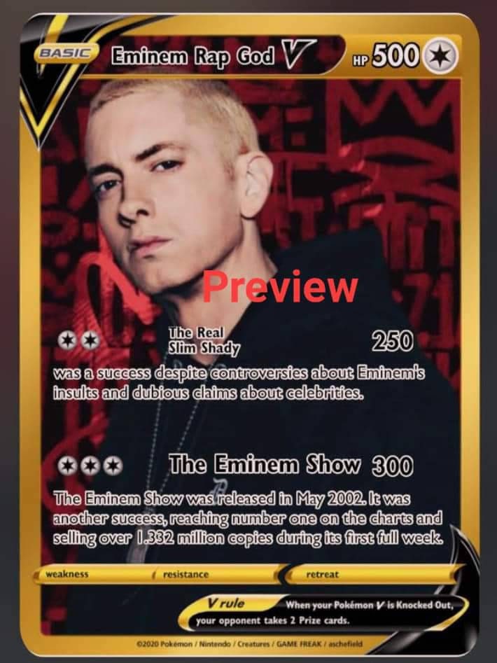 Eminem Rap God Gx Ex Vmax V Pokémon Card Orica Holographic 
