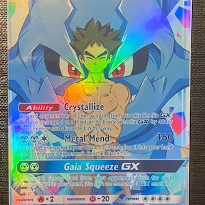Brock Onix Steelix gx ex vmax v Tarjeta Pokémon Orica holográfica Pikachu Pokemon luces celestiales hechas a medida mewtwo