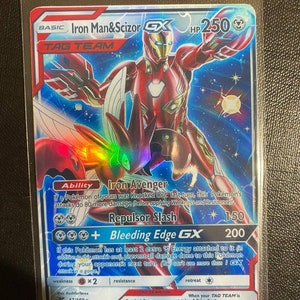 Iron man scizor gx tag team Charizard gx ex vmax v Pokemon kaart Orica holografische Pikachu Pokemon hemelse lichten op maat gemaakt