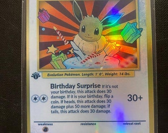 Joyeux anniversaire Evoli Charizard GX EX VMAX V Carte Pokémon Orica Holographique Pikachu Pokémon Lumières Célestes Faite Sur Mesure