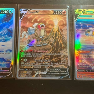 Suicune Entei Raikou charizard gx ex vmax v Pokémon card Orica holographic Pikachu Pokemon celestial lights custom made mewtwo crown zenith
