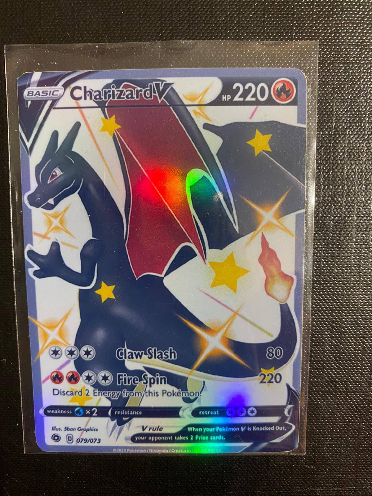 Carta Pokémon Customizada Charizard V Shiny Metal Dourado