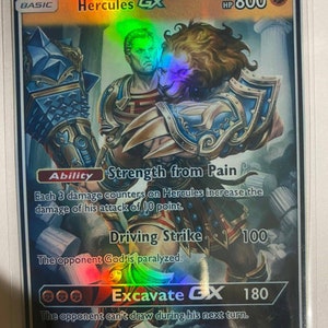 Hercules God Egyptian Greek gx ex vmax v Pokémon card Orica holographic Pikachu Pokemon celestial lights custom made