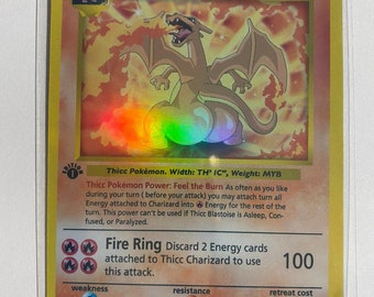 Thicc Charizard gx ex vmax v Pokémon card Orica holographic Pikachu Pokemon celestial lights custom made