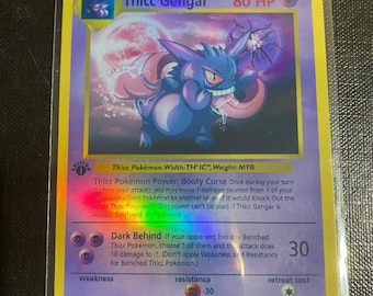 Thicc Gengar Charizard gx ex vmax v Pokémon card Orica holographic Pikachu Pokemon celestial lights custom made