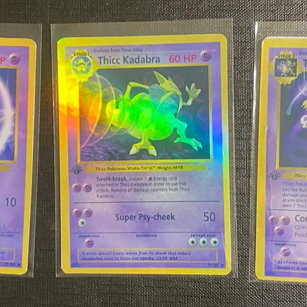 Thicc Abra kadabra alakazam Charizard gx ex vmax v Pokémon card Orica holographic Pikachu Pokemon celestial lights custom made