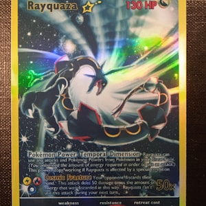 Carte Pokémon Orica holographique Pikachu, Rayquaza brillant, étoile d'or 107 GX Charizard GX EX Vmax V, lumières célestes, fabriquée sur mesure