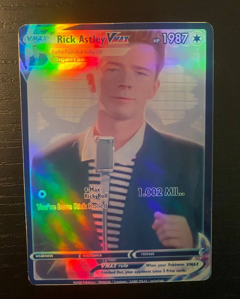 Rick Astley Rick Roll Rickroll Gx Ex Vmax V Pokémon Card Orica - Etsy ...