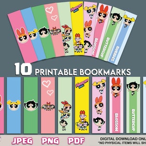 Power Puff Girls, Printable Bookmarks Template, Printable Bookmarks Set, bookmarks, Digital Bookmark Template, Instant Download, Cartoon
