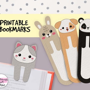 Printable Bookmarks Template, Printable Bookmarks, bookmarks, Digital Bookmark Template, Instant Download, Book, Cute, cute animals, Animals