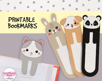 Printable Bookmarks Template, Printable Bookmarks, bookmarks, Digital Bookmark Template, Instant Download, Book, Cute, cute animals, Animals