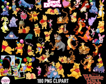 Winnie the Pooh Clipart, Transparent PNG Images (Instant Download)