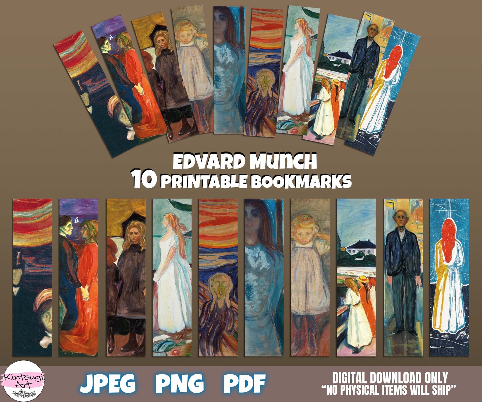 Edvard Munch Paintings Bookmarks, Printable Bookmarks Template, Printable Bookmarks, Bookmarks ...