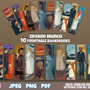 edvard munch paintings Bookmarks, Printable Bookmarks Template, Printable Bookmarks, bookmarks, Digital Bookmark Template, Instant Download