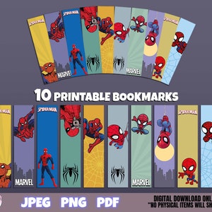 Printable Bookmarks Template, Printable Bookmarks Set, bookmarks, Digital Bookmark Template, Instant Download, Spiderman