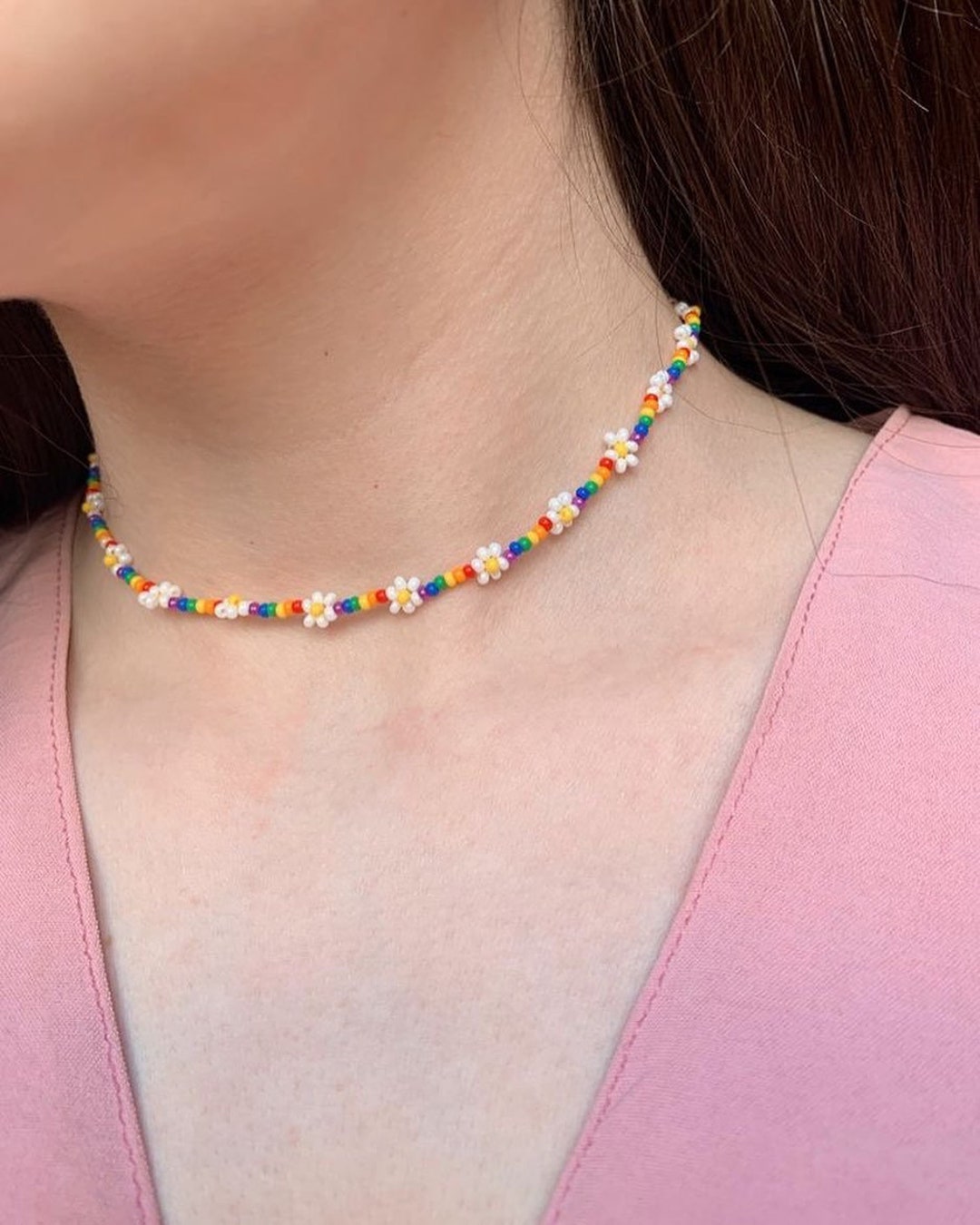Buy Bead Necklace |Daisy Beaded Necklace | Daisy Beaded Choker | Colourful  Glass/Seed beaded | Handmade Flower Necklace | Boho and Hippie | Daisy  Necklace (Bracelet) at Amazon.in
