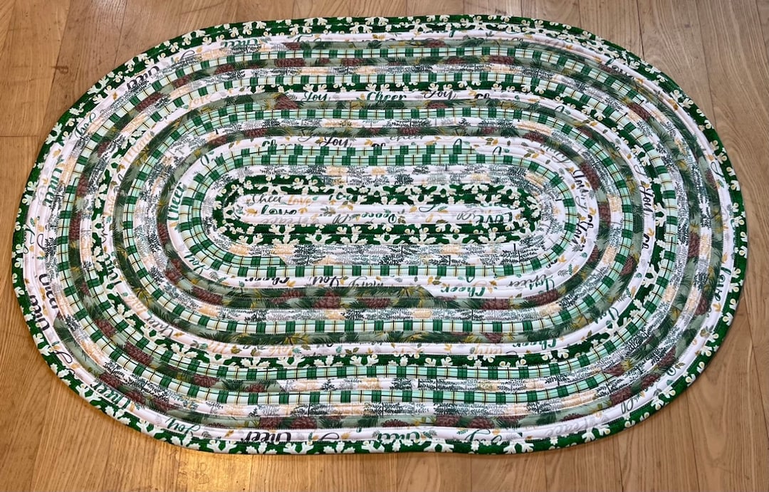 Green Christmas Oval Jelly Roll Rug 45 Inches Long House Etsy