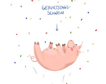 postcard "Birthday Pig"