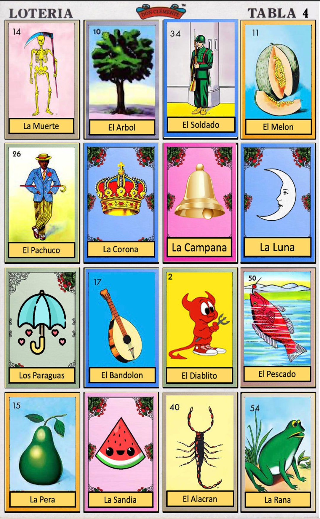 Lotería Cards and Tablas PC Correct Version Etsy